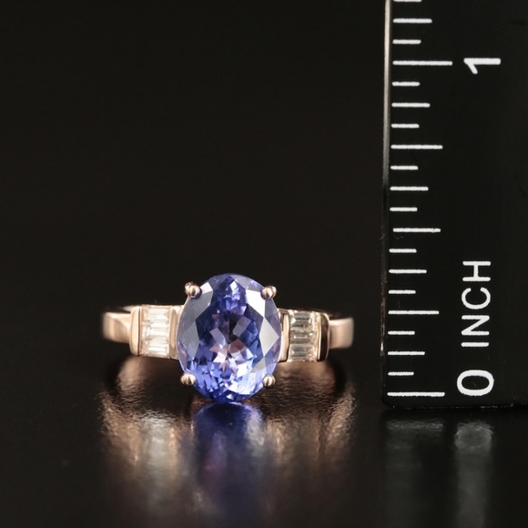 Tanzanite and Diamond 14K Rose Gold Ring - Picture 2 of 8